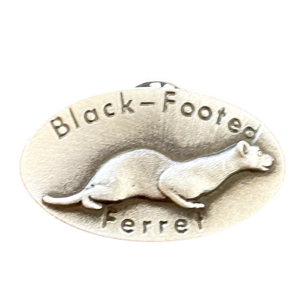 Hand Crafted Black-Footed Ferreting Hunting Pin Brooch Signed 510 Bell Tully NY